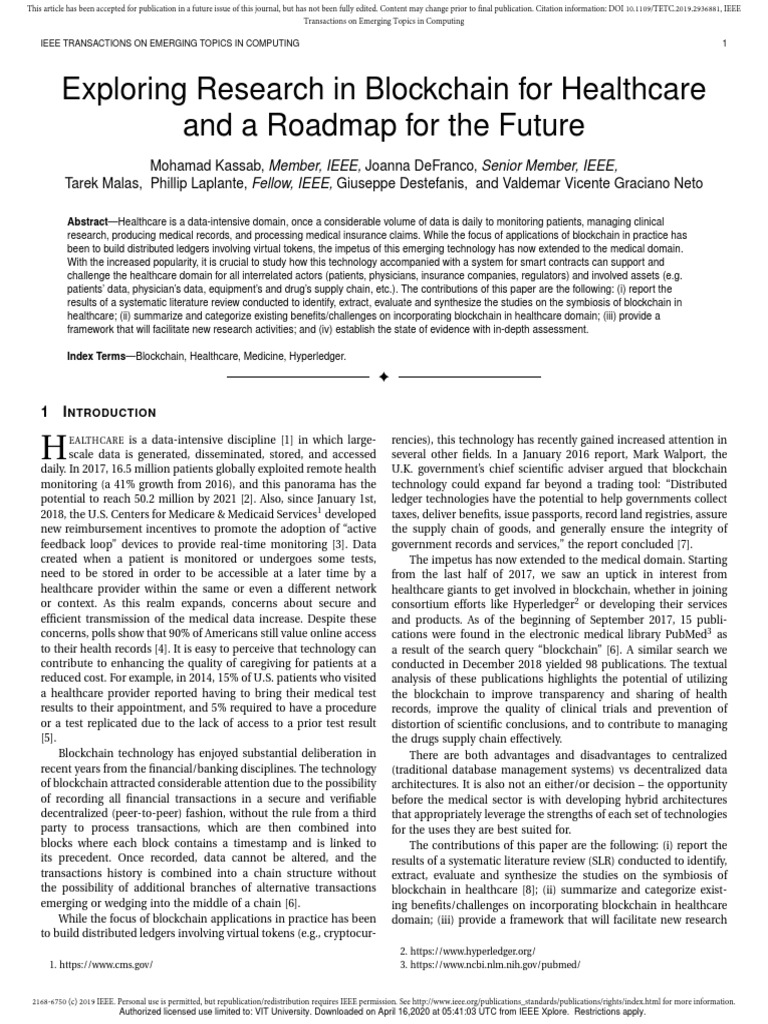 Blockchain in Health Care | PDF | Bitcoin | Systematic Review
