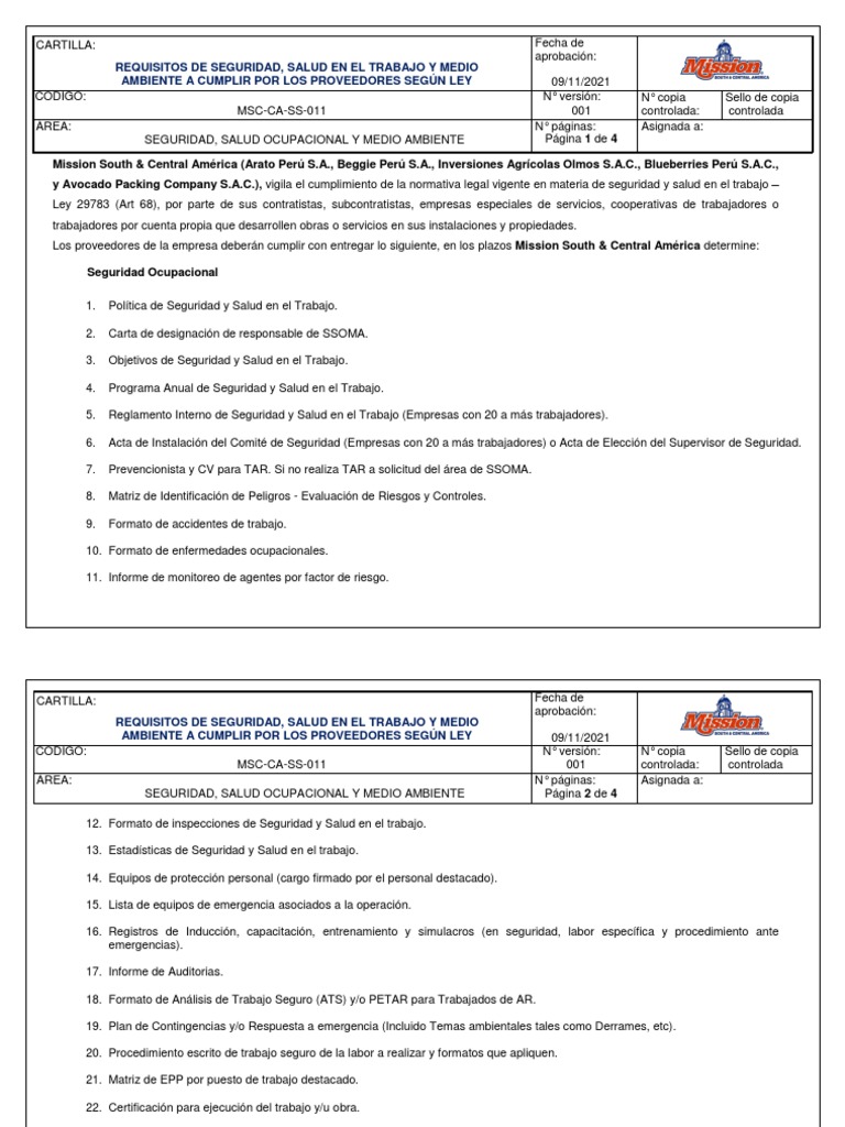 Requisitos de Seguridad y Salud 2024 | PDF | Seguridad y salud ocupacional