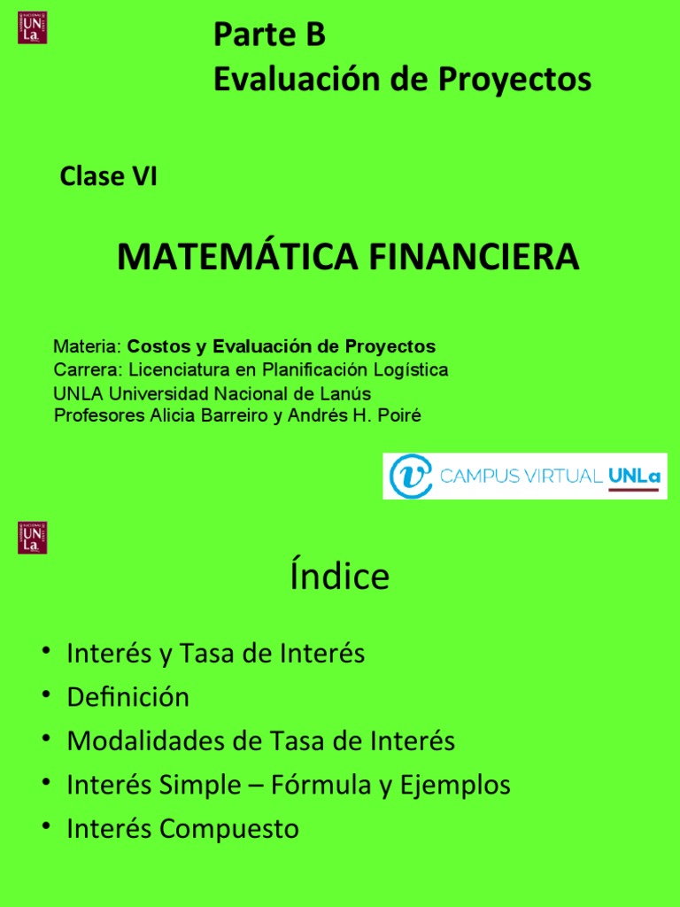 2020 - Clase Vi Matematica Financiera | PDF | Interés | Finanzas ...