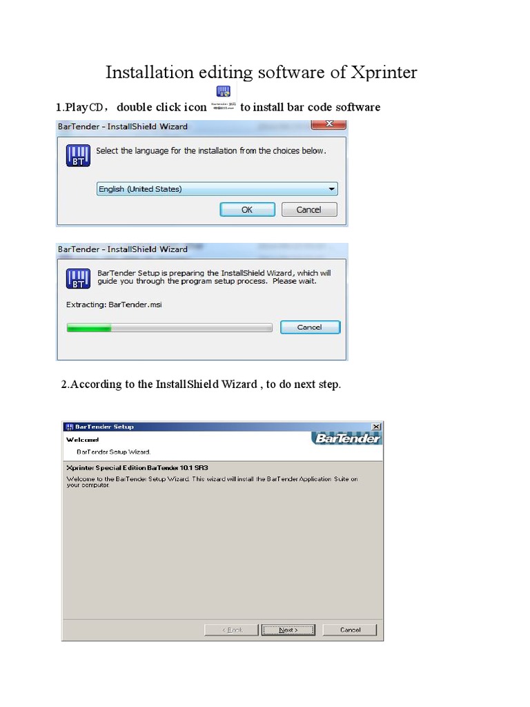 Xprinter BarTender Software Installation Guide | PDF