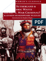 Henry V, War Criminal and Other Shakespeare Puzzles by John Sutherland, Cedric Watts, Stephen Orgel