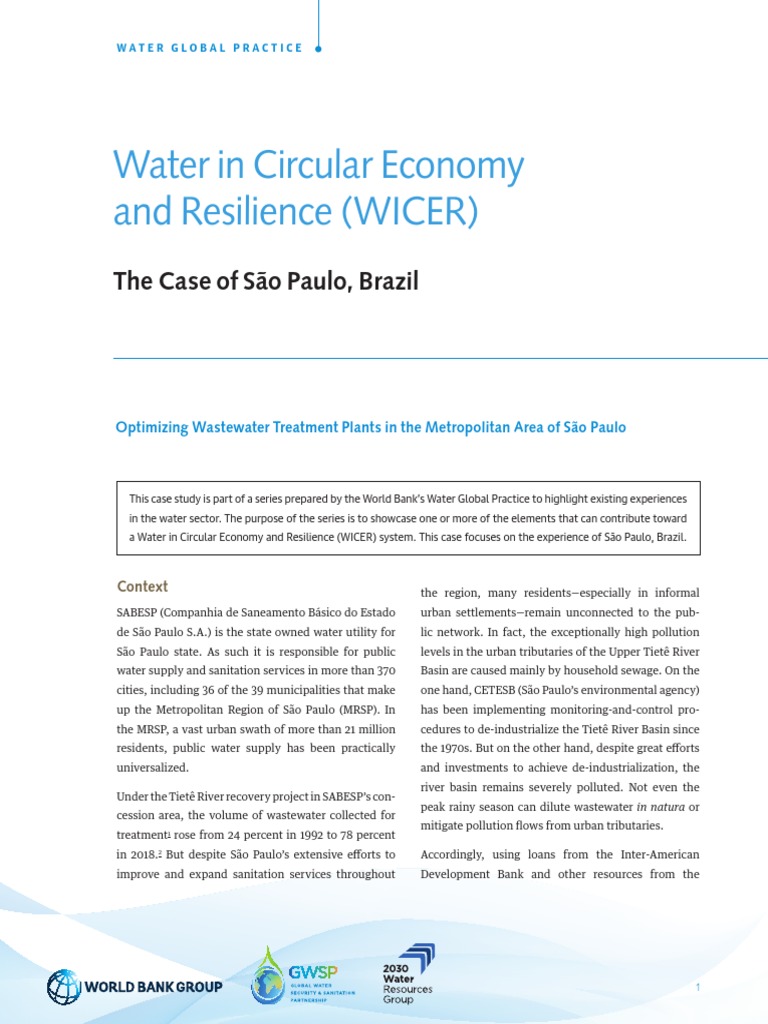 Water in Circular Economy and Resilience WICER The Case of Sao Paulo ...