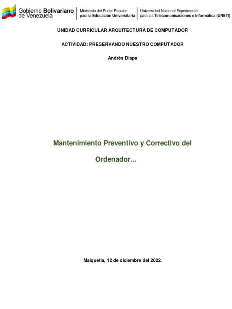 Fallas Mas Ccomunes En Un Computador Pdf Hardware De La Computadora