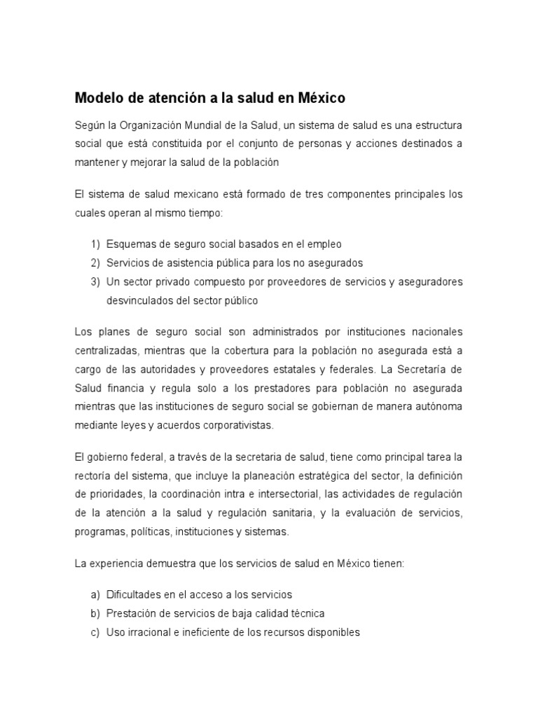 Modelo de Salud en México: Estructura y Retos | PDF