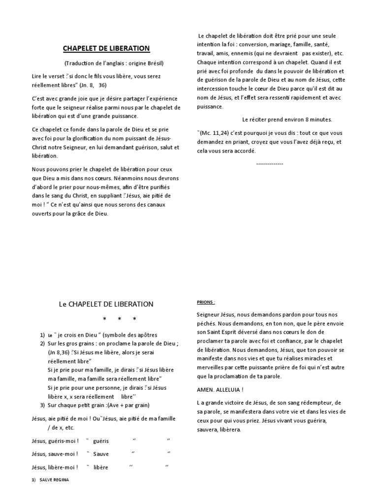 Chapelet de Libération et Guérison PDF Jésus Prière — free download