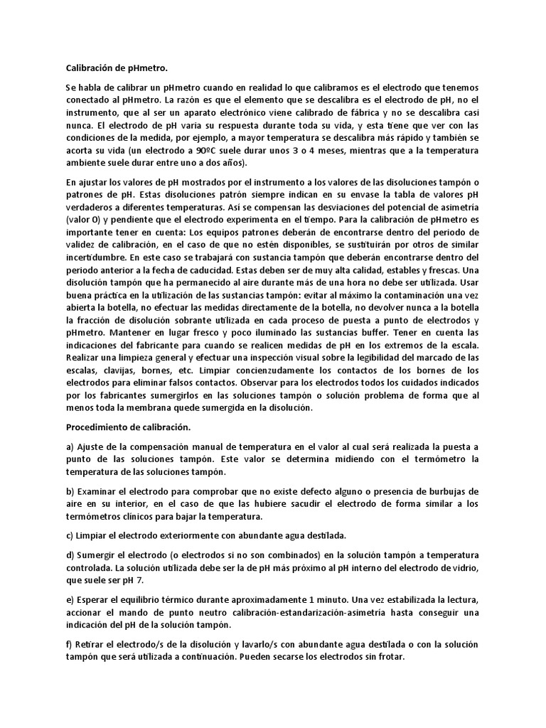 Calibracion de ph pdf calibraci n soluci n tamp n