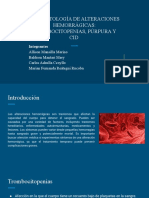 Fisiopatología de Alteraciones Hemorrágicas - Trombocitopenias, Púrpura y Cid