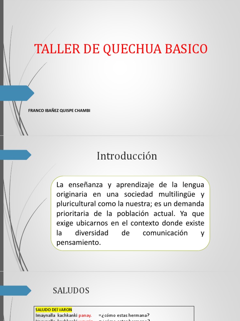 Taller de Quechua Basico | PDF | Ciencia cognitiva | Lingüística
