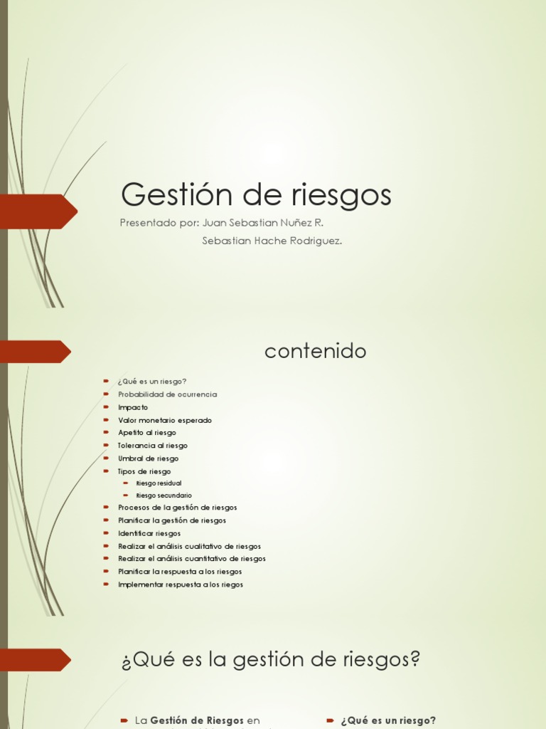 Gestión De Riesgos Pdf Riesgo Probabilidad