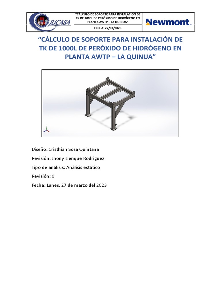 CÁLCULO_DE_SOPORTE_PARA_TK_DE_PERÓXIDO_EN_PLANTA_AWTP_LA_QUINUA | PDF ...