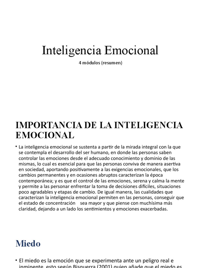 inteligencia emocional PDF Las emociones Inteligencia emocional