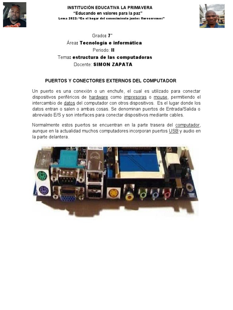 PUERTOS Y CONECTORES EXTERNOS DEL COMPUTADOR | PDF | Hardware de la ... 