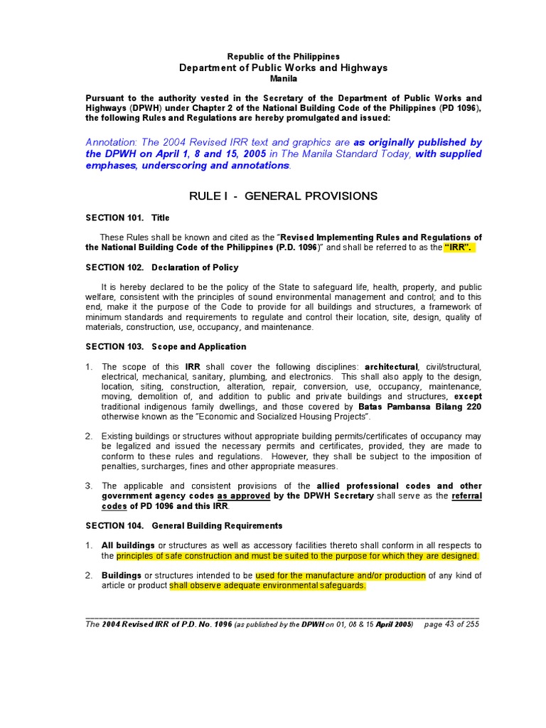 PD 1096 National Building Code of The Philippines | PDF | Fine (Penalty ...