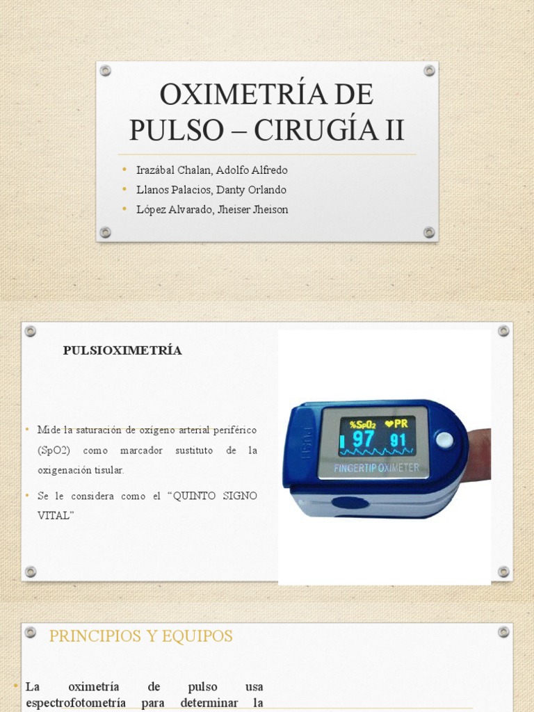 Oximetría de Pulso | PDF | Medicina CLINICA | Especialidades Medicas