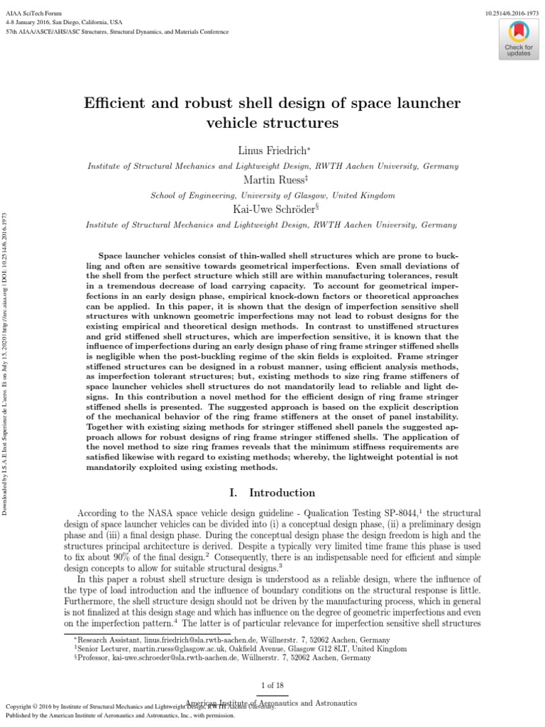C Efficient And Robust Shell Design Of Space Launcher Vehicle 