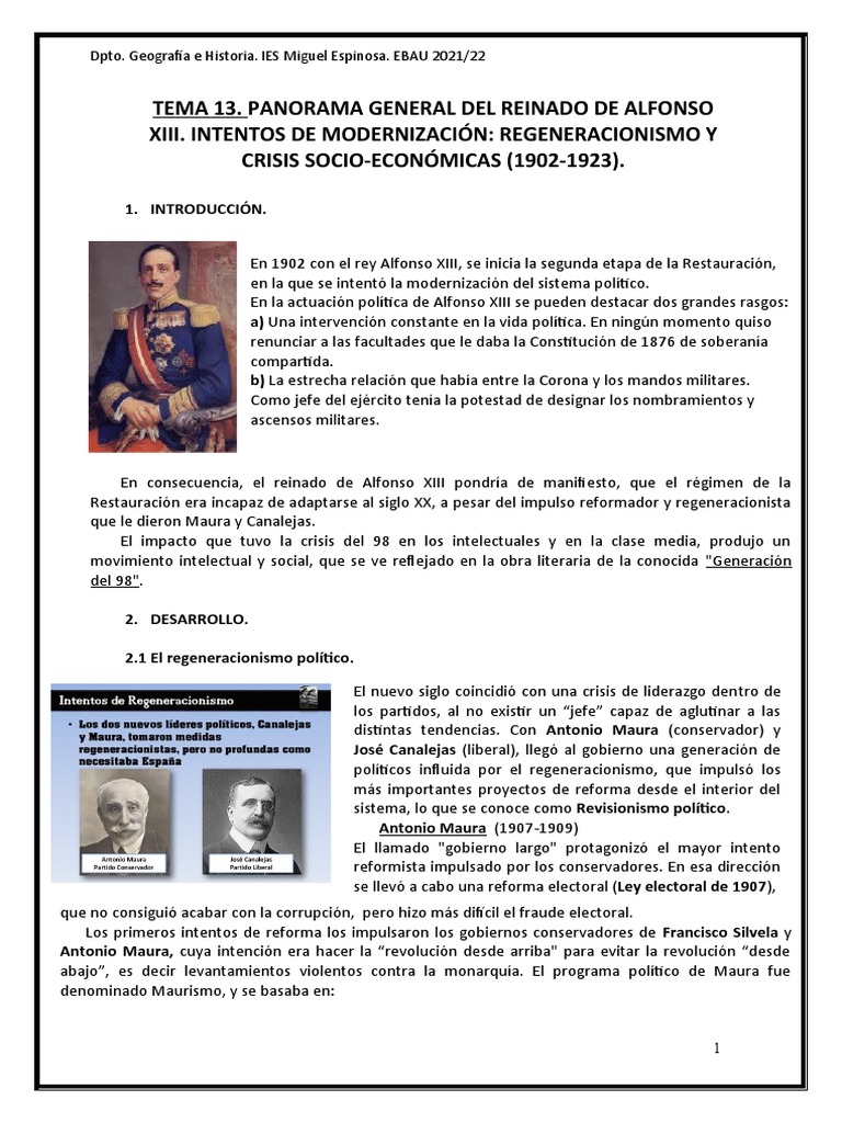 El Reinado De Alfonso Xiii Pdf España Política De España