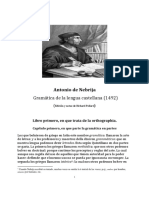 Antonio de Nebrija Gramática Castellana 1492 PDF
