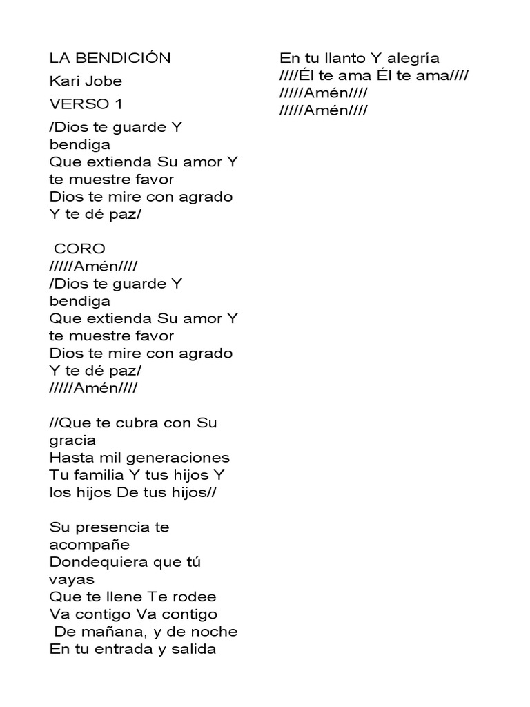 La Bendición | PDF | Artes del lenguaje y disciplina | Religión y ...