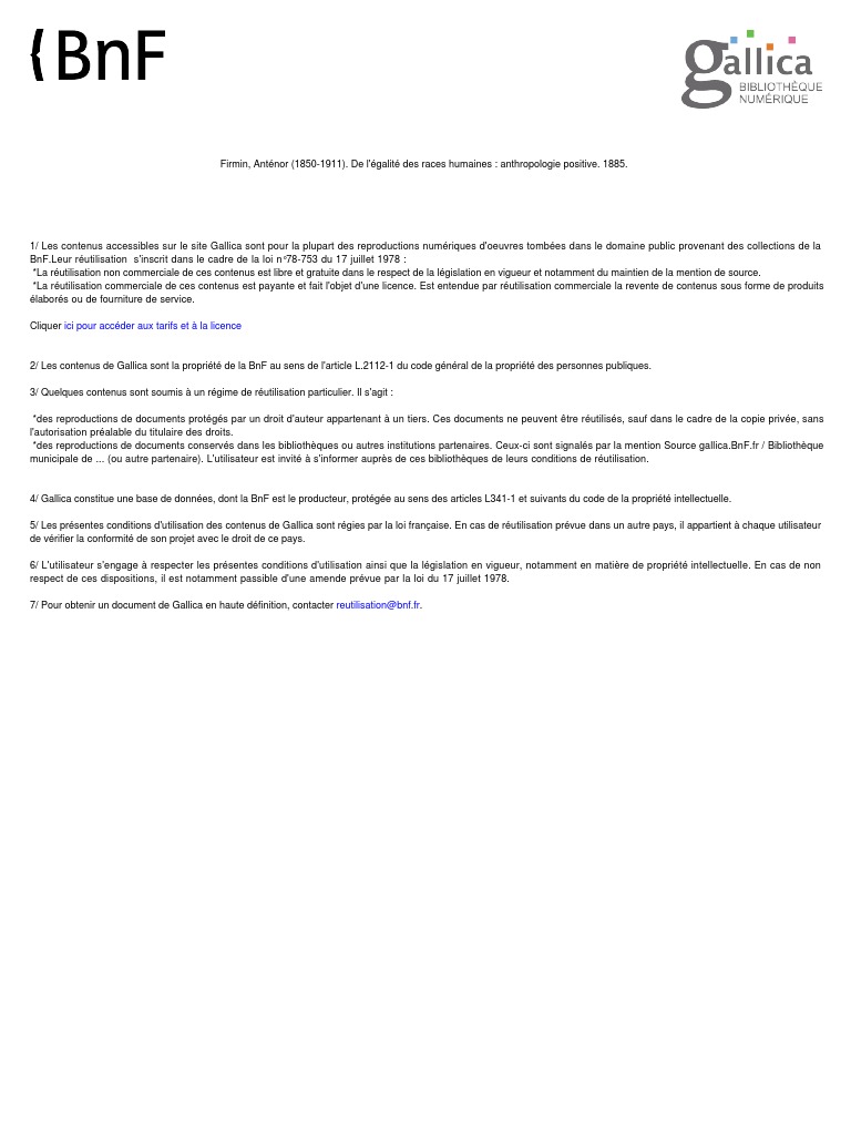 De L'égalité Des Races Humaines Antenor Firmin PDF Emmanuel Kant Science