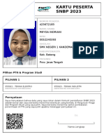 Kartu Peserta SNBP 2023: 423672183 Meyda Indriani 0052240393 SMK Negeri 1 Kandeman Kab. Batang Prov. Jawa Tengah