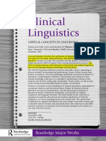 Clinical Linguistics Critical Concepts I