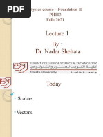 Lecture - 1 - DR Nader Shehata - Review On Vectors and Scalars