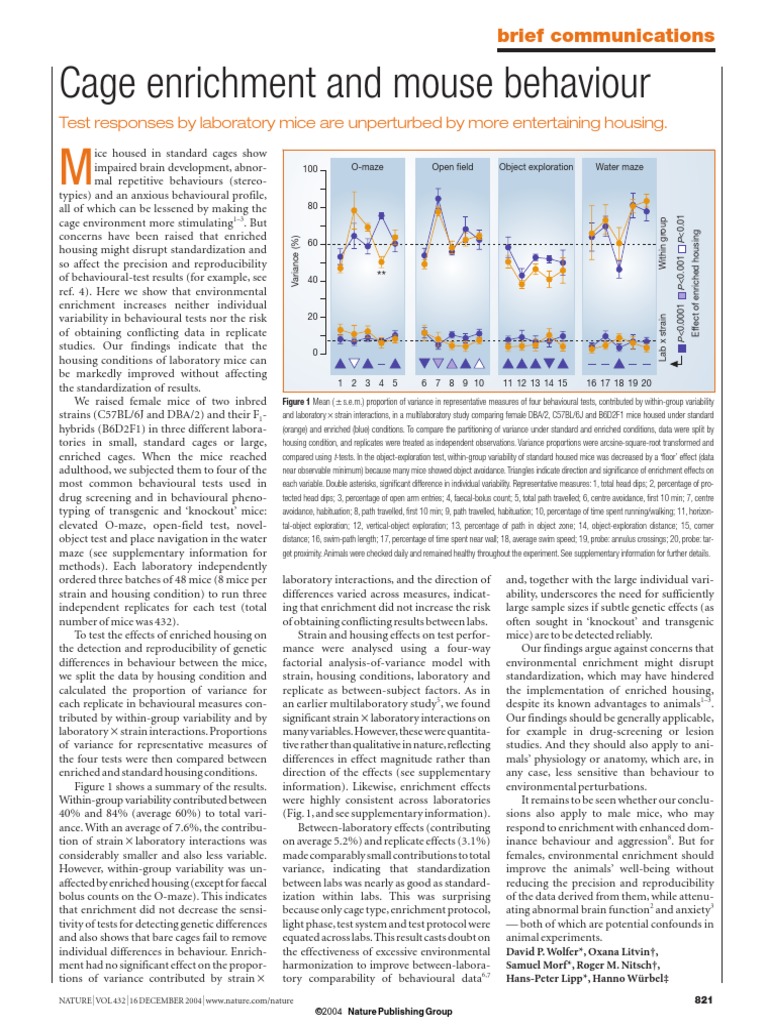 Nature. Cage Enrichment and Mouse Behavior Download Free PDF