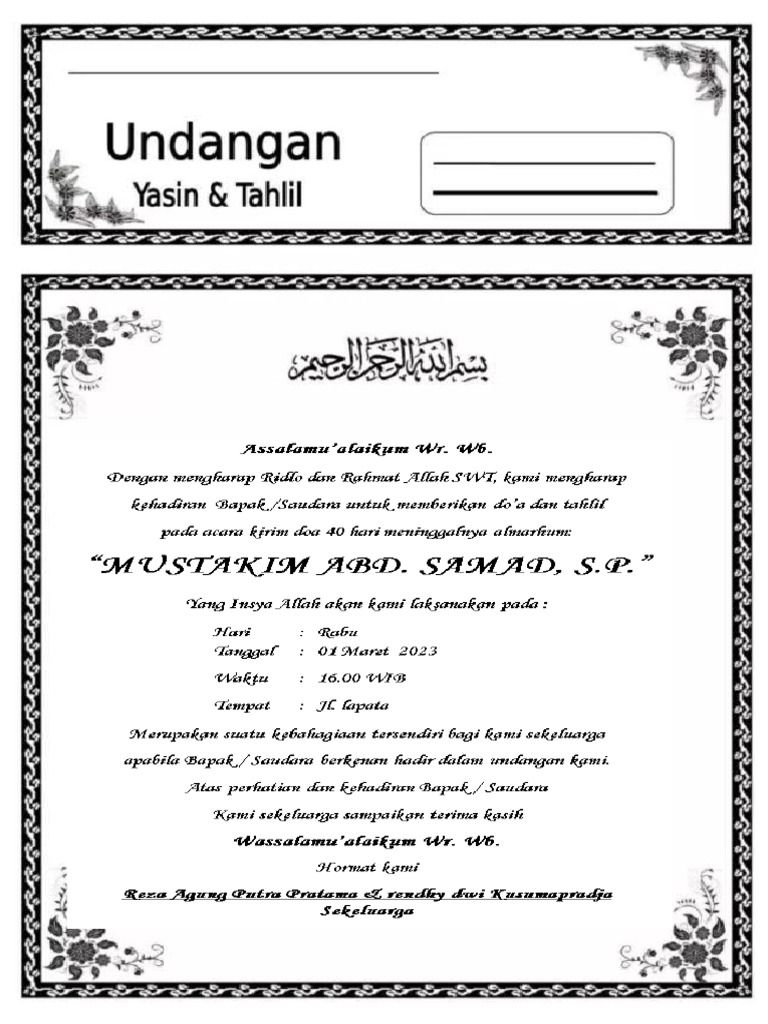 01 Undangan Yasinan Dan Tahlil PDF