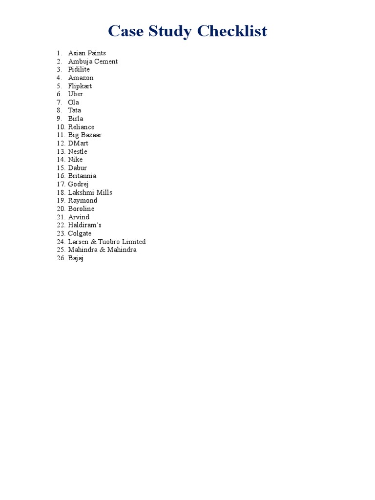 Case Study Checklist PDF