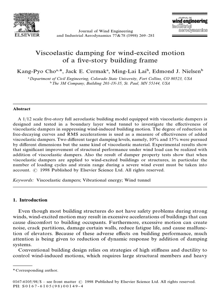 Viscoelastic damping for windexcited motion of a fivestory building