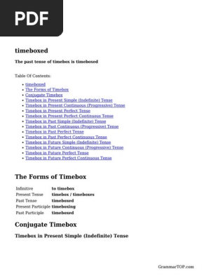 Timebox Past Tense Verb Forms, Conjugate TIMEBOX