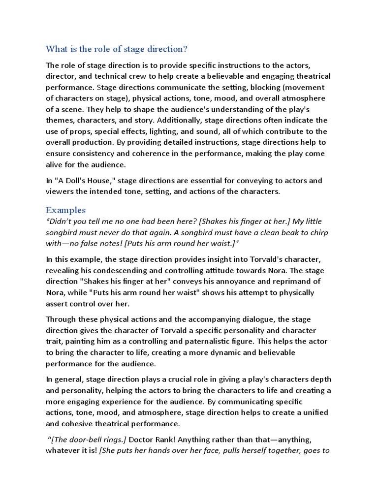What Is The Role of Stage Direction | PDF | A Doll's House image.