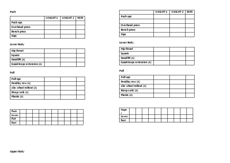 Push Pull Legs Workout Chart | PDF