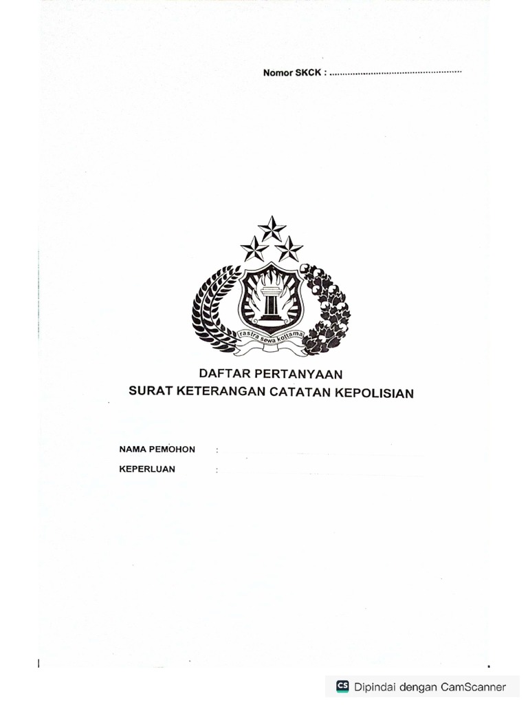 Formulir Pertayaan Dan Tik SKCK | PDF