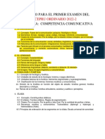 Temario de Competencia Comunicativa para El Primer Examen Cepru Ordinario 2022-2