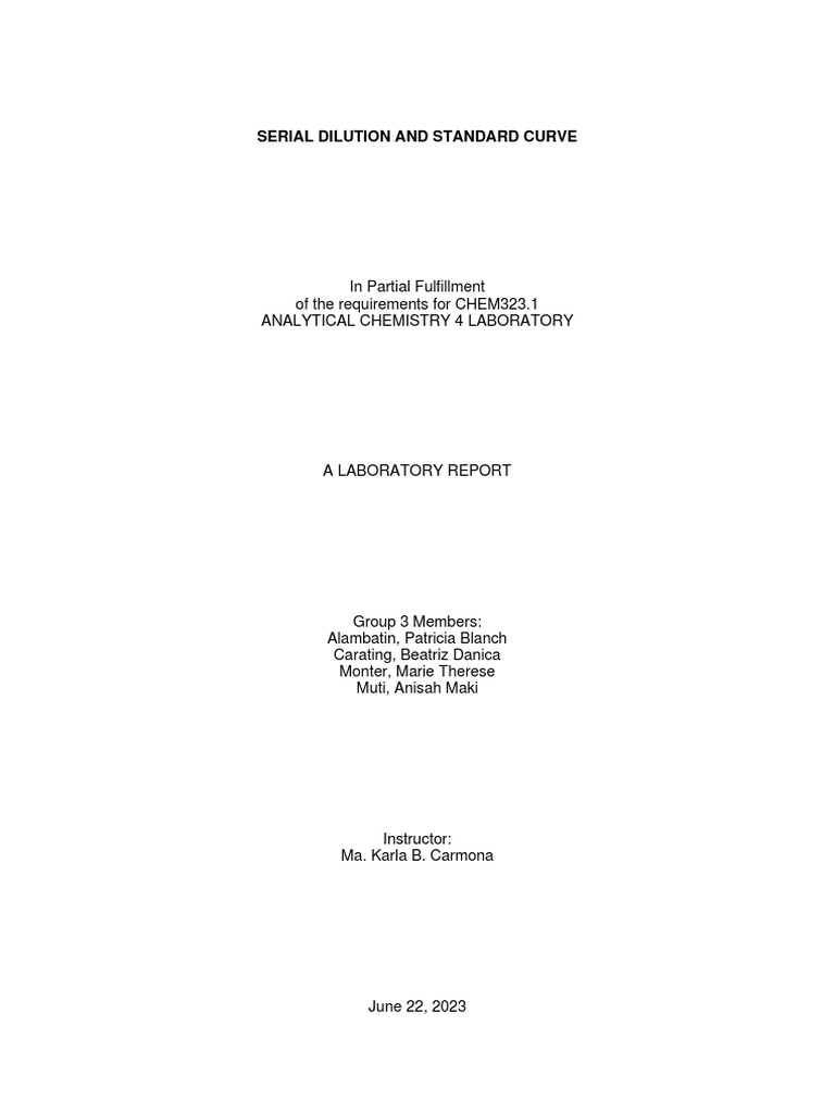02 Serial Dilution (LAB REPORT) PDF Errors And Residuals