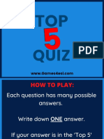 Top 5 Quiz Blank PowerPoint Template