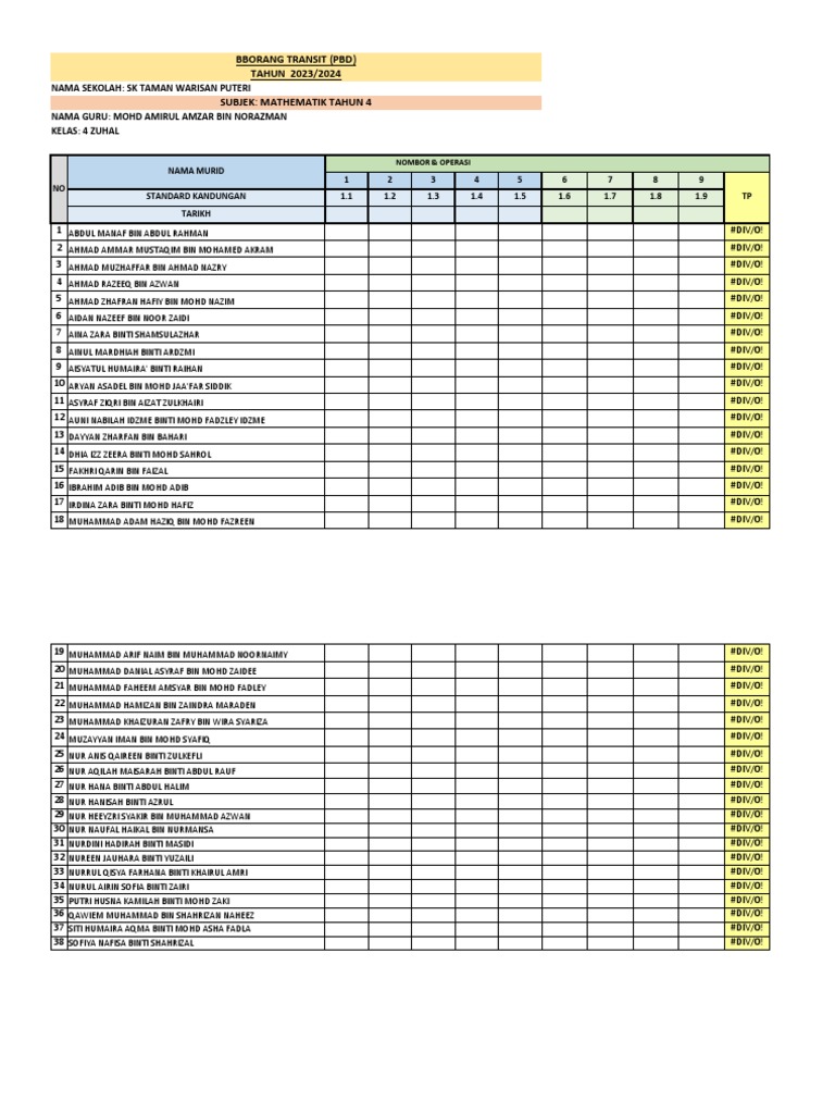 Transit Form Math Year 5 (L.area 1) PDF