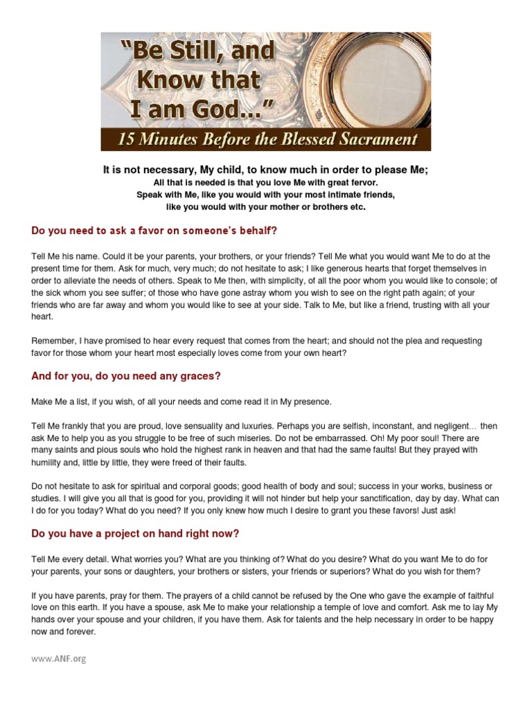 Adoration Of The Blessed Sacrament Pdf Prayer Love