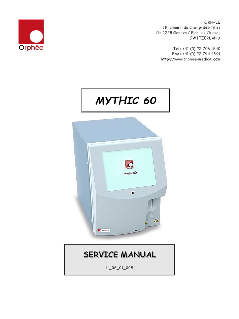 Service Manual Mythic60 Rev06 | PDF | Syringe | Vacuum Tube