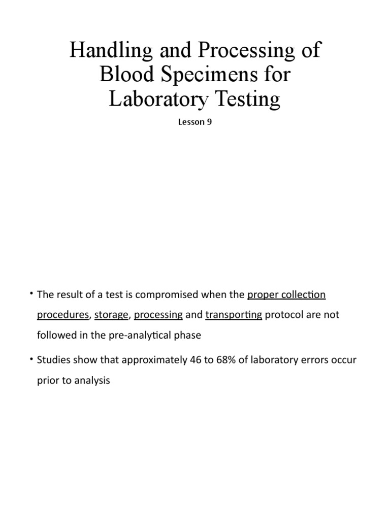 Handling and Processing of Blood Specimens For Laboratory Testing PDF