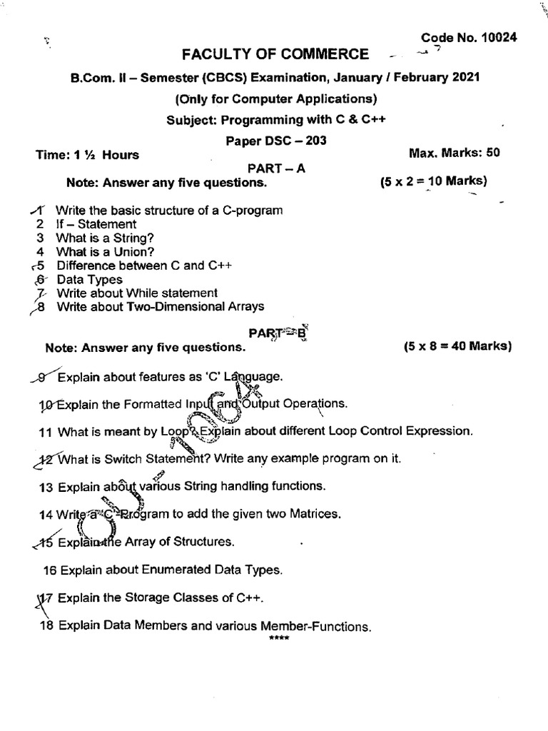 Bcom 2 sem programming with c and cpp 10024 feb 2021 pdf