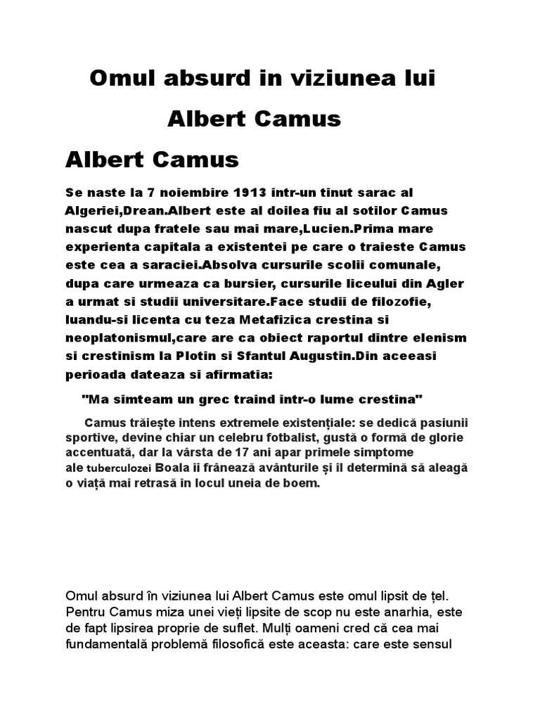 Omul Absurd in Viziunea Lui PDF