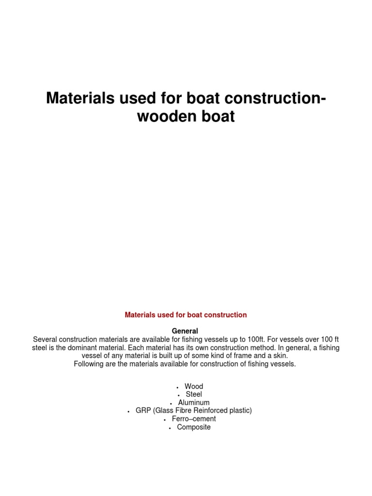Wooden Boat Construction Materials Guide | PDF | Lumber | Wood