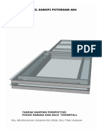 Detail Kanopi Potongan-A04: Tampak Samping Perspective Posisi Rangka Dan Kaca Terinstall