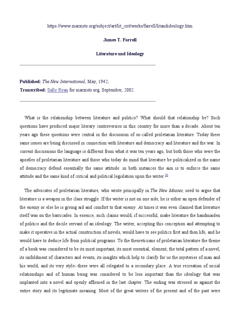 Literature and Ideology PDF Faith Leo Tolstoy