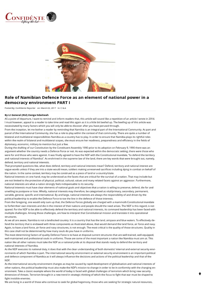 Role of Namibia's Defence Force in Democracy | PDF | Namibia ...