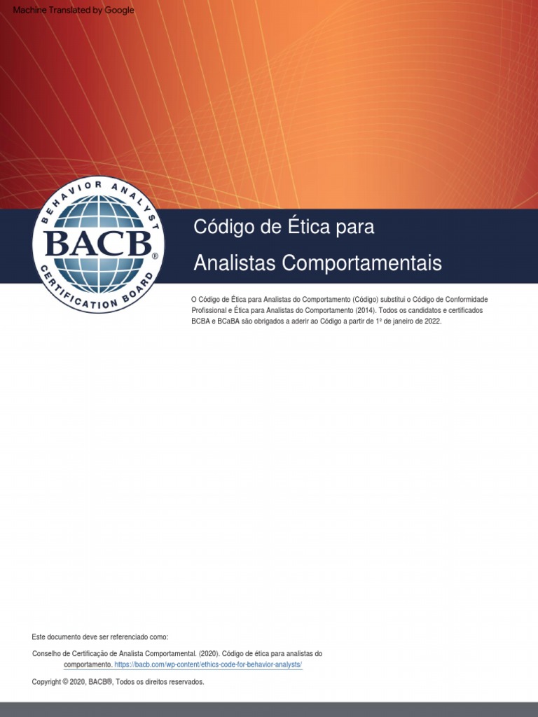 Ethics Code For Behavior Analysts 230119 A | PDF | Consentimento Livre ...