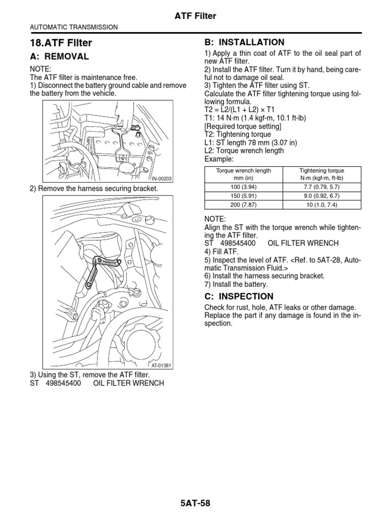 ATF Filter CHNG PDF Vehicle Technology Mechanical Engineering
