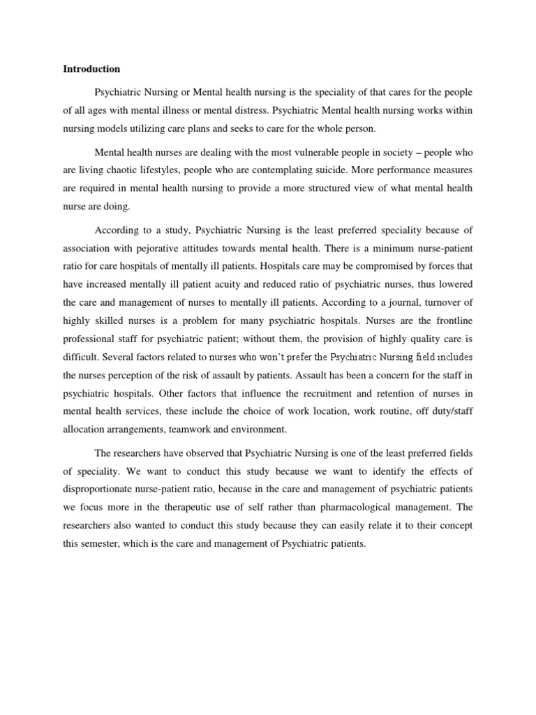 mental disorder essay introduction